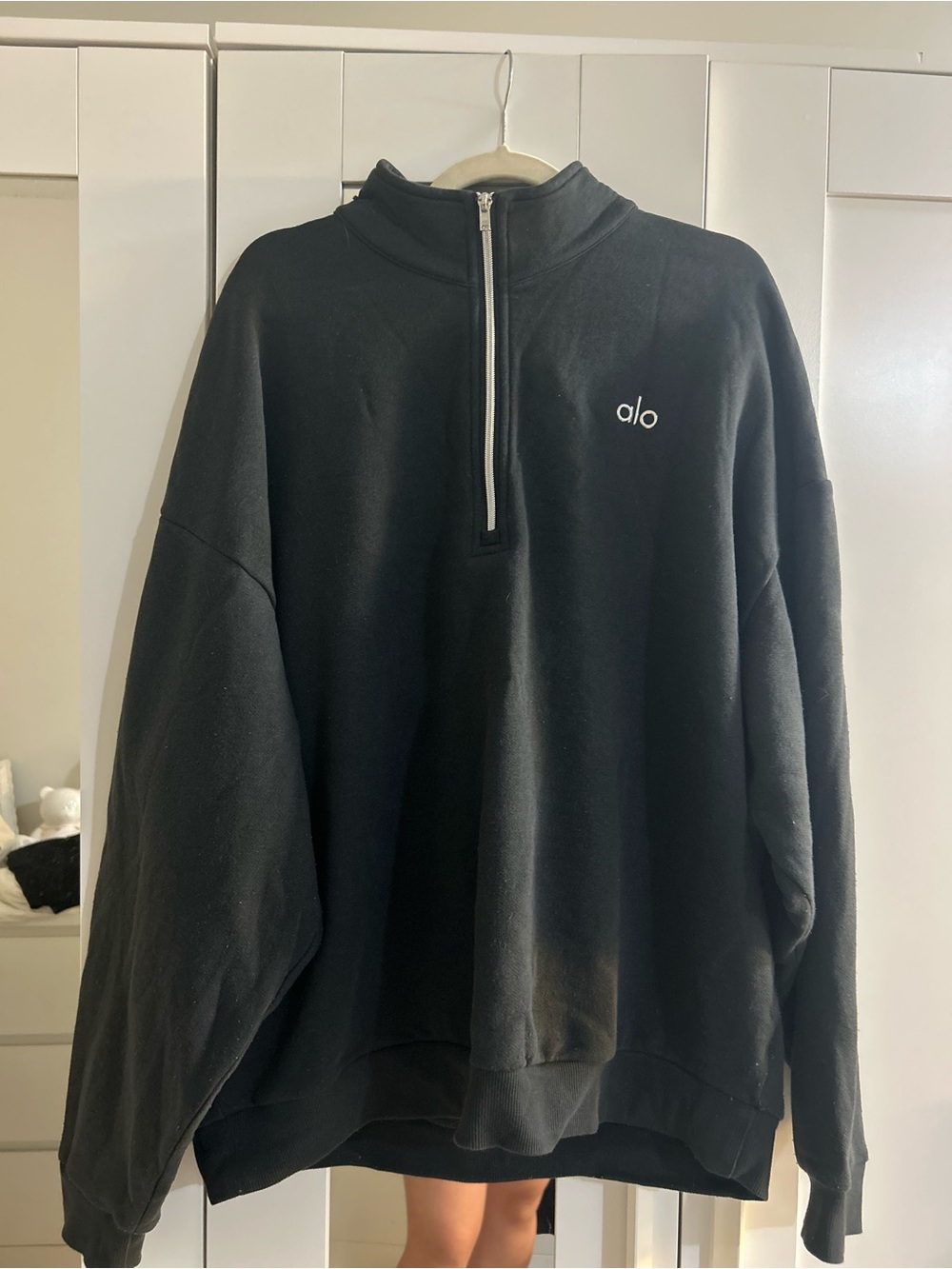 Alo Unisex Black Quarter Zip Pullover Sweater